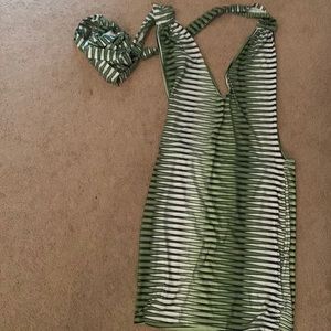 Medium body dress stretchy material with body,cross  strings